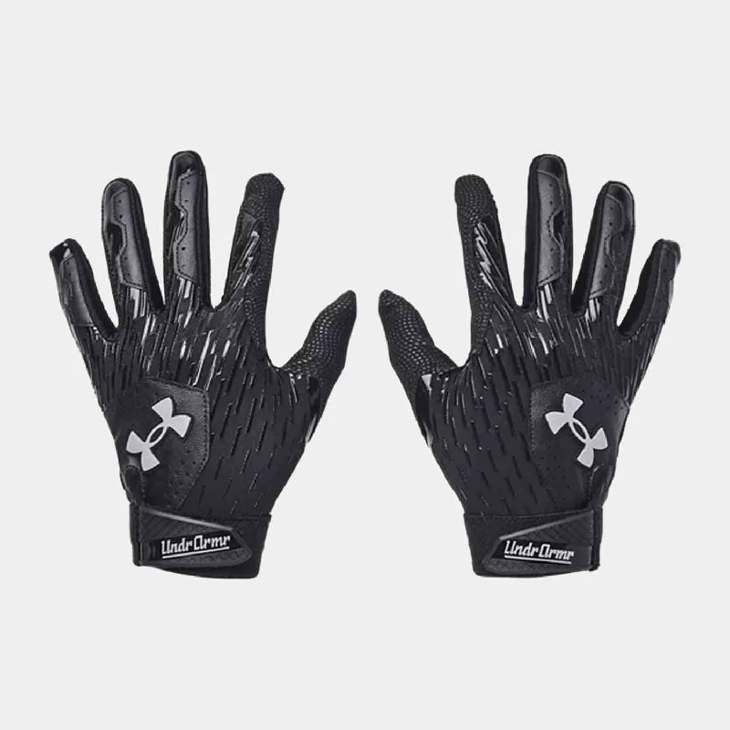 Baseball Glove With Ergonomic Fit-Kids' UA Clean Up Batting Gloves, Black/Steel