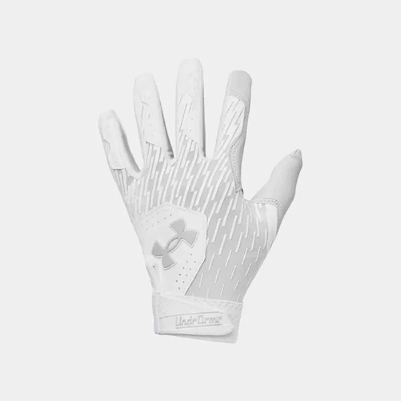 Baseball Glove With Quick Close Feature-Kids' UA Clean Up Batting Gloves, White/Halo Grey