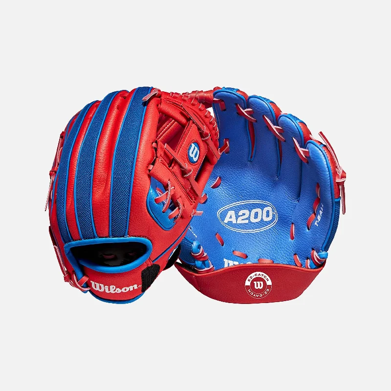 Waterproof Baseball Glove-Wilson A200 H-Web 10" Tee Ball Glove, Royal/Red