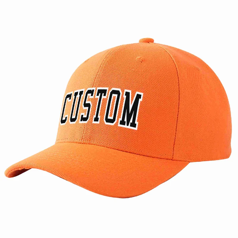 Anime Baseball Cap-Custom Orange Black-White Curved Eaves Sport Baseball Cap Design for Men/Women/Youth