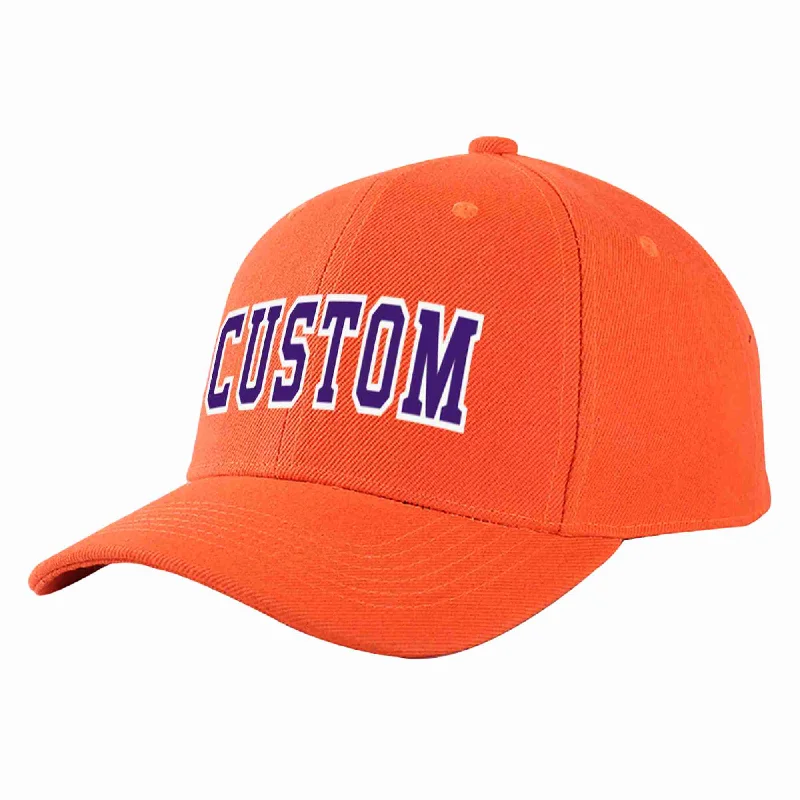 Waterproof Baseball Cap-Custom Tangerine Purple-White Curved Eaves Sport Baseball Cap Design for Men/Women/Youth