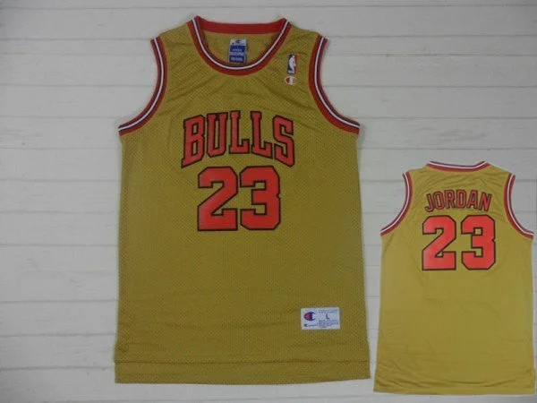 Basketball Jersey With Quick-Dry Material-Bulls 23 Michael Jordan Yellow Stitched Basketball Jersey