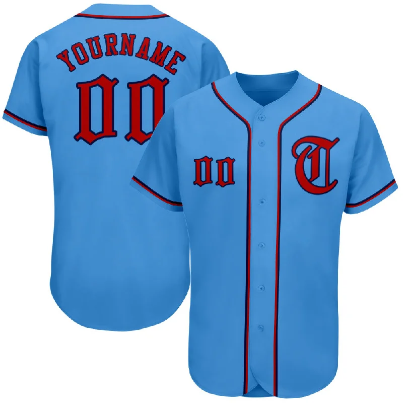 Baseball Jersey For Spring Training-Custom Powder Blue Red-Navy Authentic Baseball Jersey