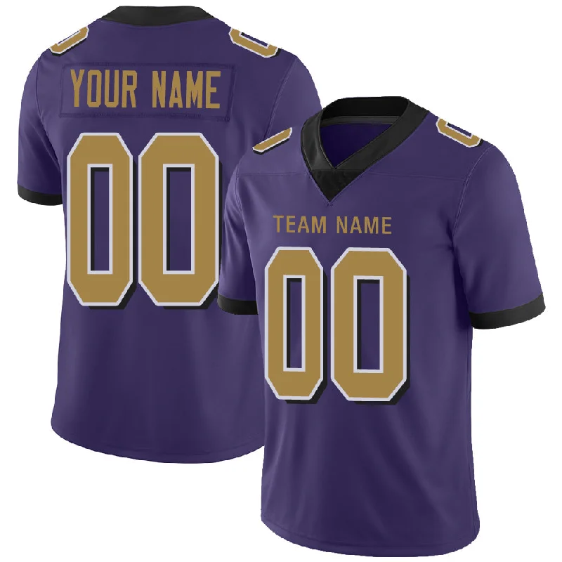 Football Jersey With All-Day Wearability-Custom B.Raven Men's American Purple Color Rush Vapor Limited Stitched Football Jersey