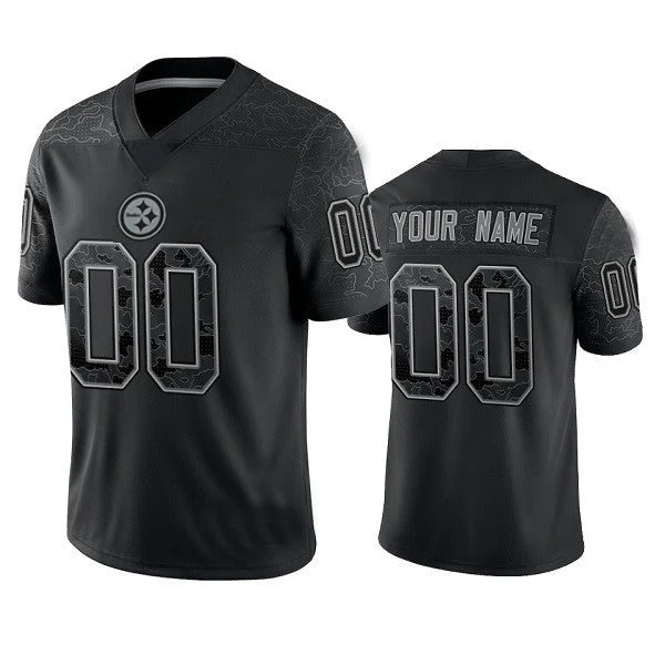 Football Jersey With Distressed Fabric-Custom P.Steelers Active Player  Reflective Limited Stitched Jersey Black Football Jerseys