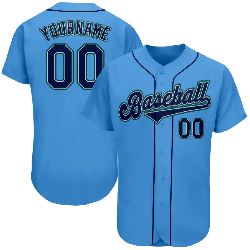 Baseball Jersey For Charity Events-Custom Powder Blue Navy-Teal Authentic Baseball Jersey