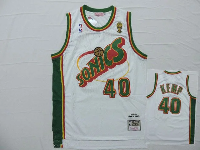 Supersonics 40 Shawn Kemp White Hardwood Classics Basketball Jersey