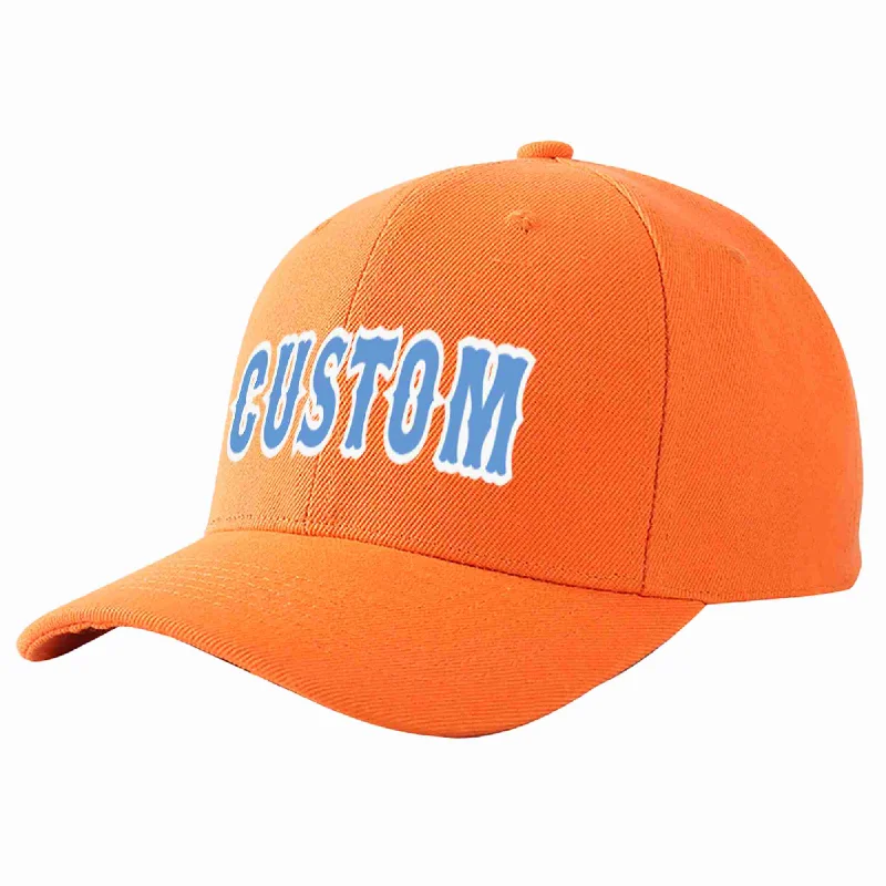 Tennis Baseball Cap-Custom Orange Light Blue-White Curved Eaves Sport Baseball Cap Design for Men/Women/Youth