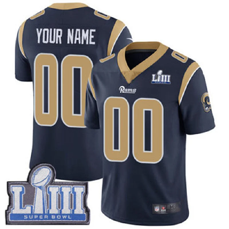 Button-Up Football Jersey-Custom LA.Rams Vapor Untouchable Super Bowl LIII Bound Elite White Road Jersey American Stitched Football Jerseys