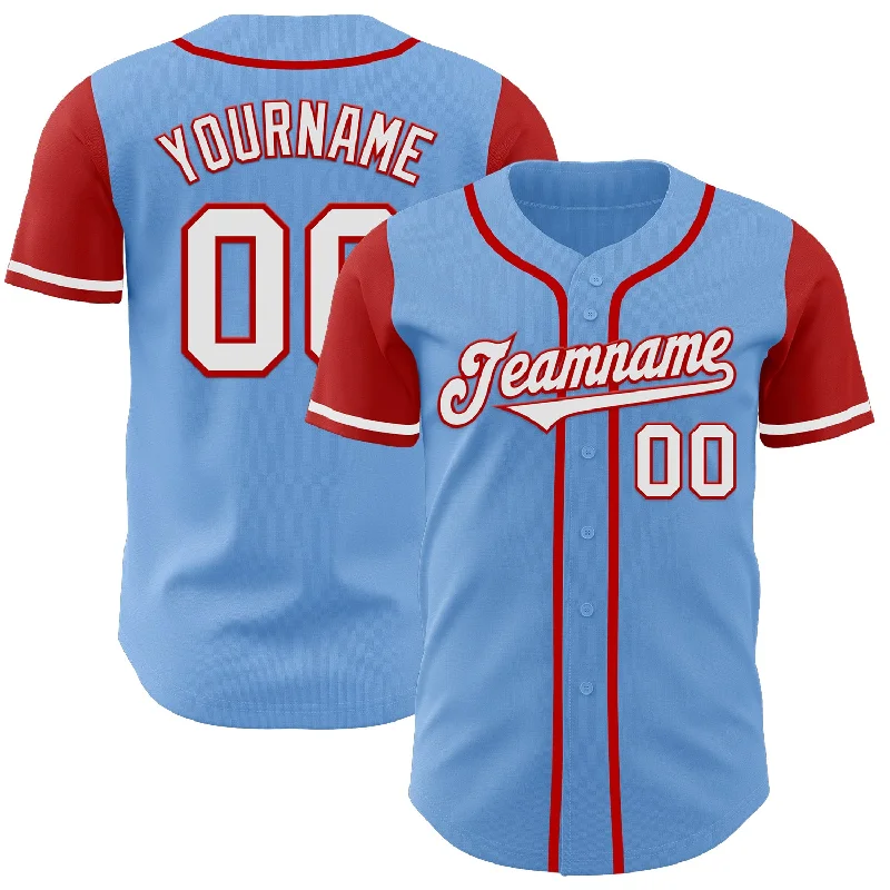 Baseball Jersey With Anime Design-Custom Light Blue White-Red Authentic Two Tone Baseball Jersey