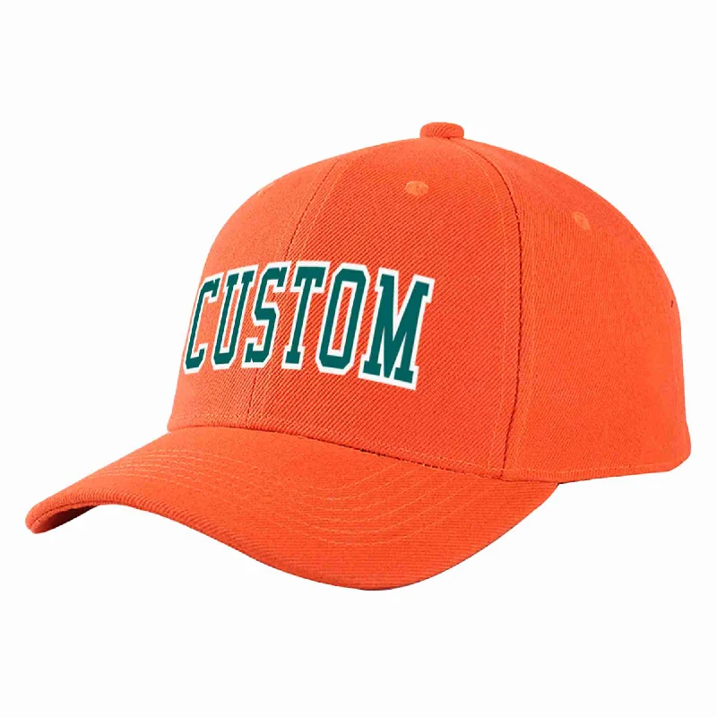 Designer Baseball Cap-Custom Tangerine Aqua-White Curved Eaves Sport Baseball Cap Design for Men/Women/Youth