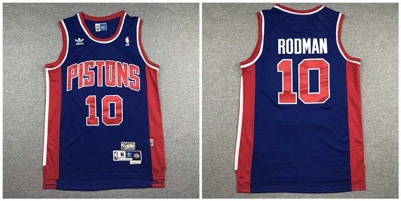 Classic Basketball Jersey-Pistons 10 Dennis Rodman Navy Hardwood Classics Basketball Jersey