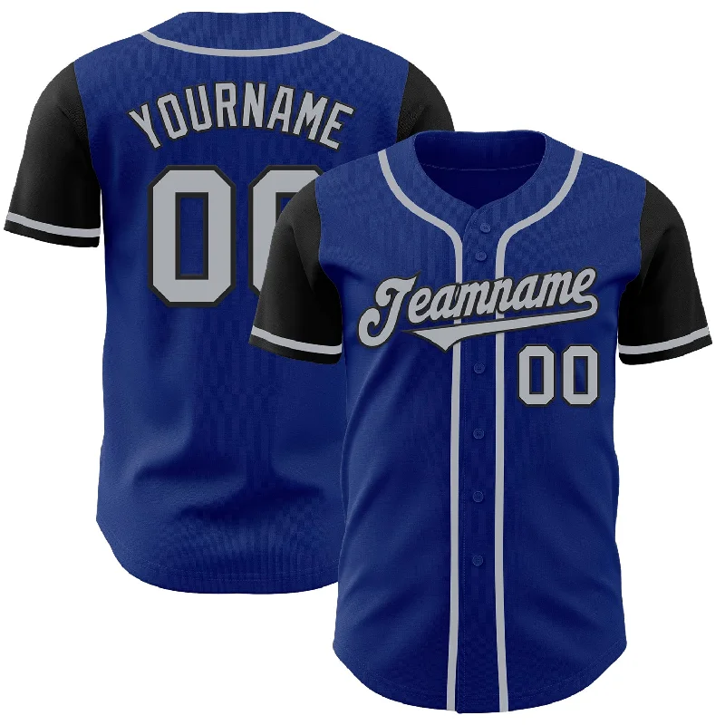 Baseball Jersey With Number-Custom Royal Gray-Black Authentic Two Tone Baseball Jersey