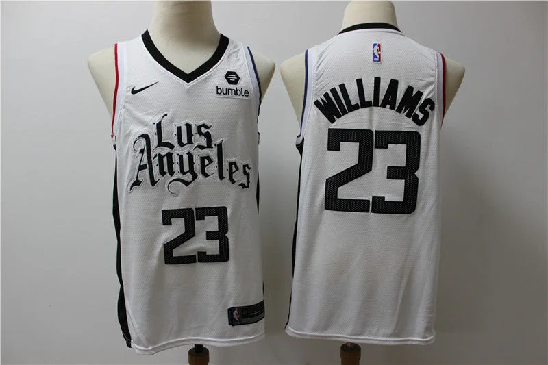 Basketball Jersey With Skateboard Aesthetic-Clippers 23 Lou Williams White City Edition Swingman Basketball Jersey