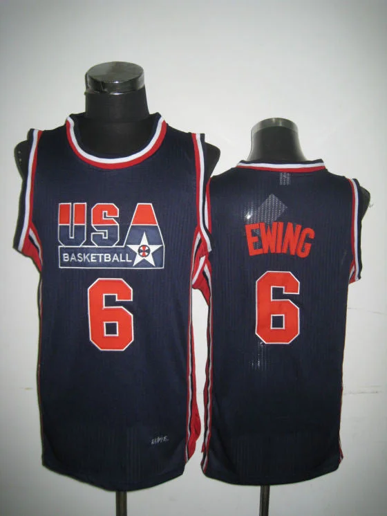 Basketball Jersey With Cartoon Characters-USA Basketball 1992 Dream Team 6 Patrick Ewing Blue Basketball Jersey