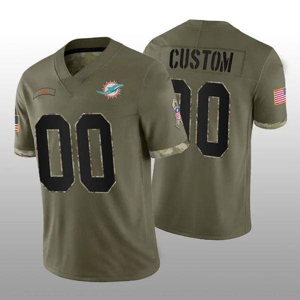 Pro Football Jersey-Custom M.Dolphins ACTIVE PLAYER 2022 Olive Salute To Service Limited Stitched Jersey Football Jersey