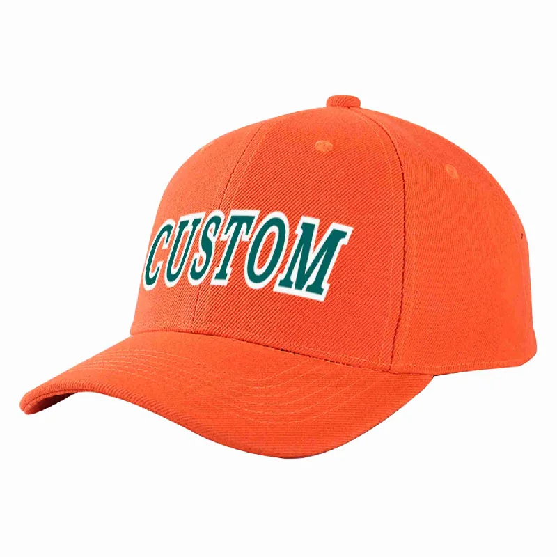 Graphic Baseball Cap-Custom Tangerine Aqua-White Curved Eaves Sport Baseball Cap Design for Men/Women/Youth