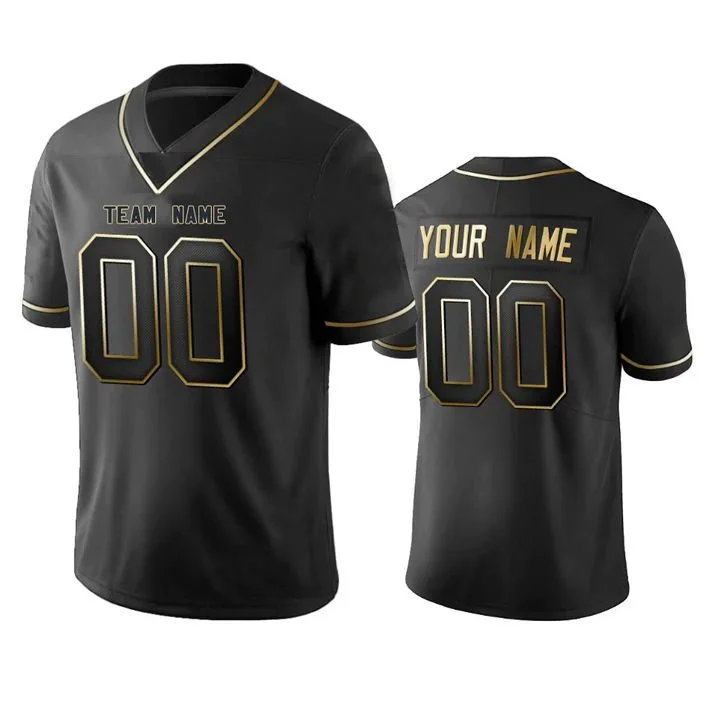 Football Jersey For Indoor Games-Custom C.Bears Any Team and Number and Name Black Golden Edition American Jerseys Stitched Jersey Football Jerseys