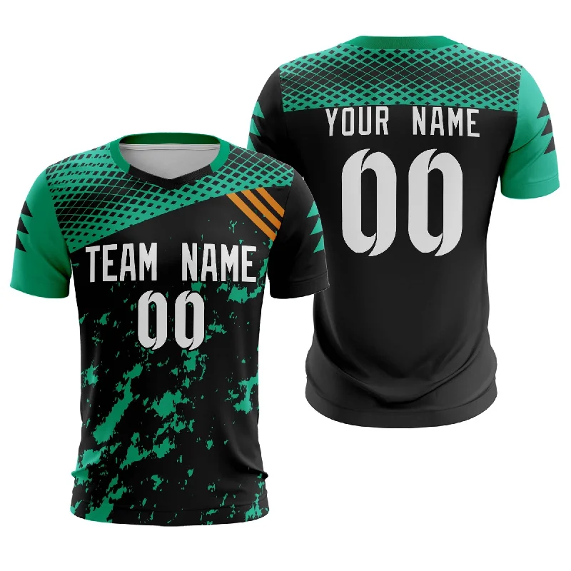 Football Jersey With Gothic Look-Custom Black White Green Breathable Sport Soccer Tops Jersey