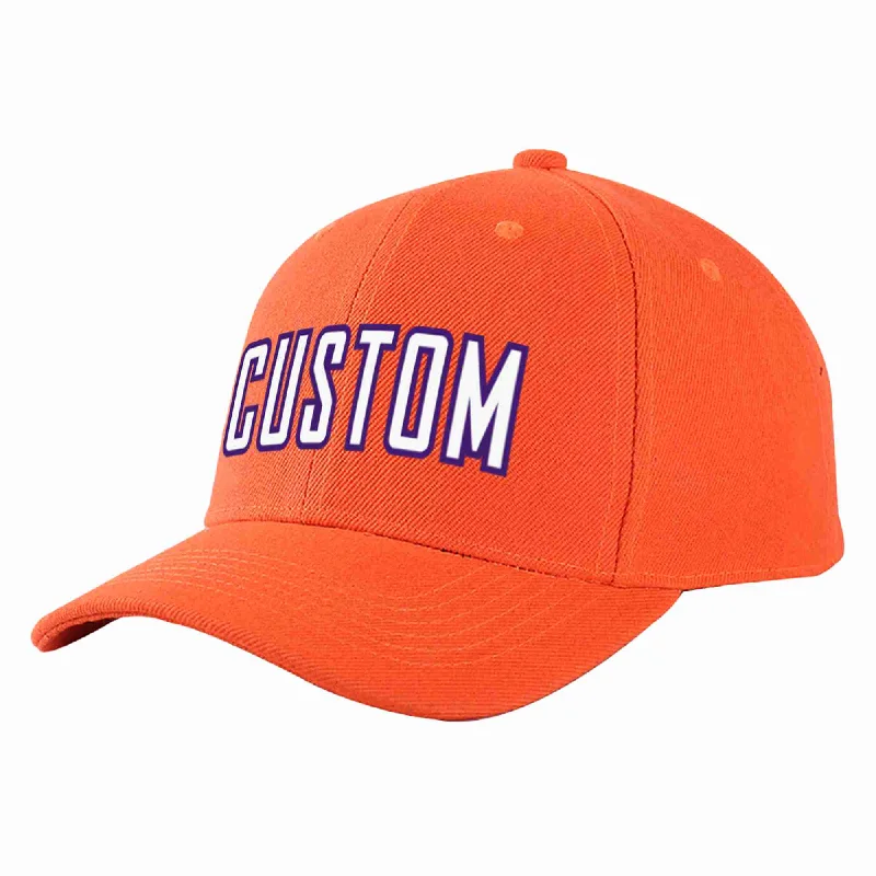 Carpenter Baseball Cap-Custom Tangerine White-Purple Curved Eaves Sport Baseball Cap Design for Men/Women/Youth