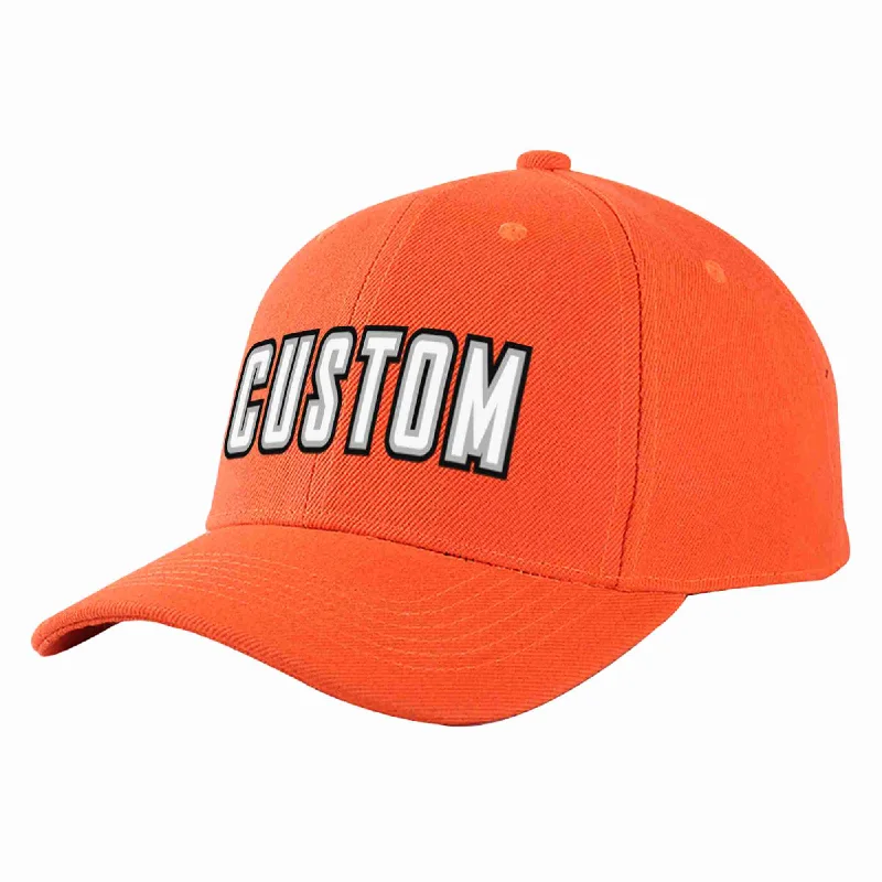 Military Baseball Cap-Custom Tangerine White-Gray Curved Eaves Sport Baseball Cap Design for Men/Women/Youth