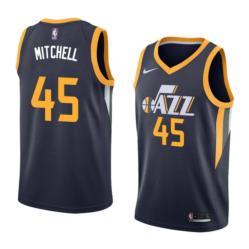 Official Basketball Jersey-Jazz 45 Donovan Mitchell Navy Swingman Basketball Jersey(Without the sponsor's logo)