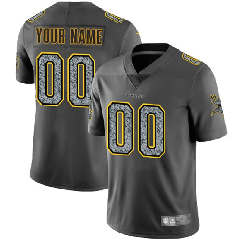 Long Sleeve Football Jersey-Custom MN.Vikings Gray Static Vapor Untouchable Limited Jersey Stitched Jerseys Football Jerseys