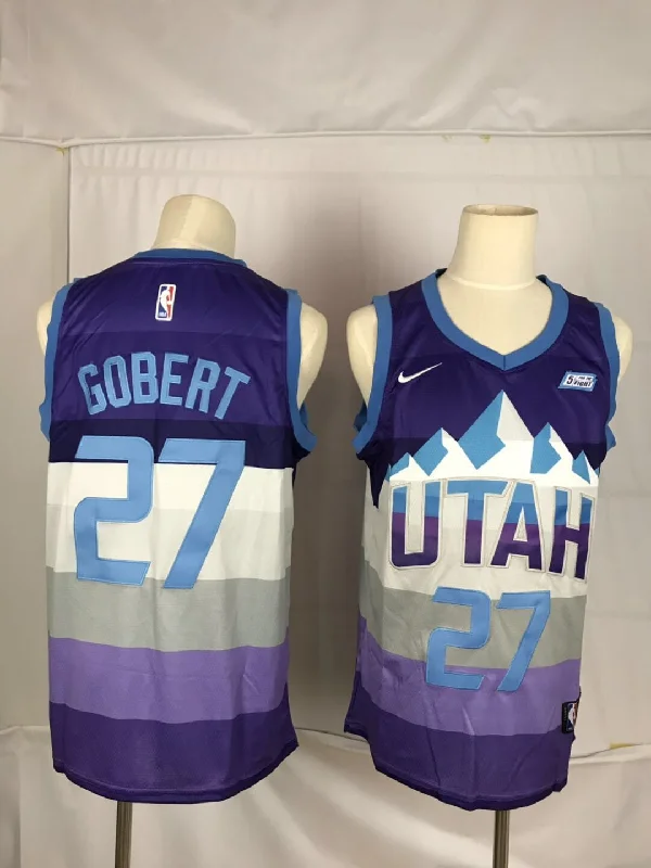 Basketball Jersey With Country Flag-Jazz 27 Rudy Gobert Purple City Edition Swingman Basketball Jersey