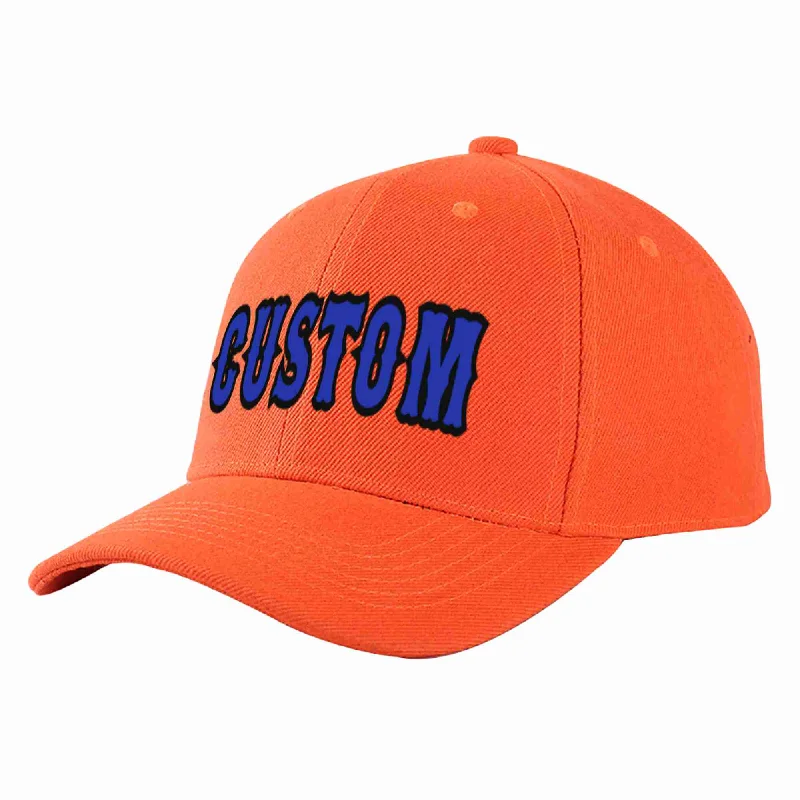 Baseball Baseball Cap-Custom Tangerine Royal-Black Curved Eaves Sport Baseball Cap Design for Men/Women/Youth