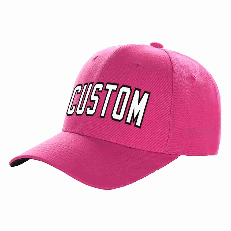 Celebrity Baseball Cap-Custom Rose Red White-Black Curved Eaves Sport Baseball Cap Design for Men/Women/Youth