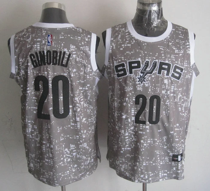 Basketball Jersey With Abstract Patterns-Spurs 20 Manu Ginobili Gray City Luminous Basketball Jersey