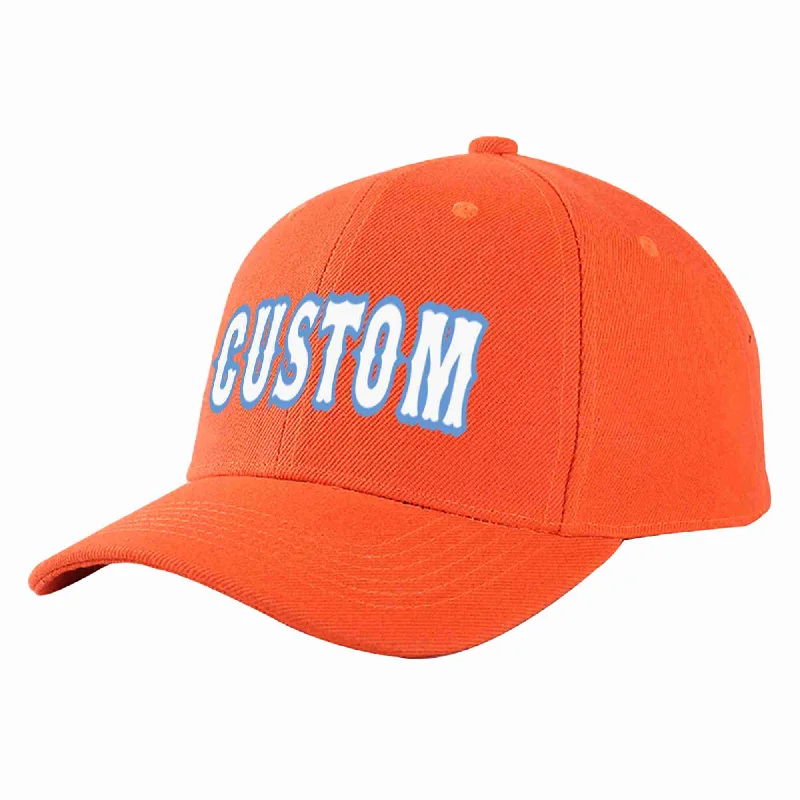 Rugby Baseball Cap-Custom Tangerine White-Light Blue Curved Eaves Sport Baseball Cap Design for Men/Women/Youth