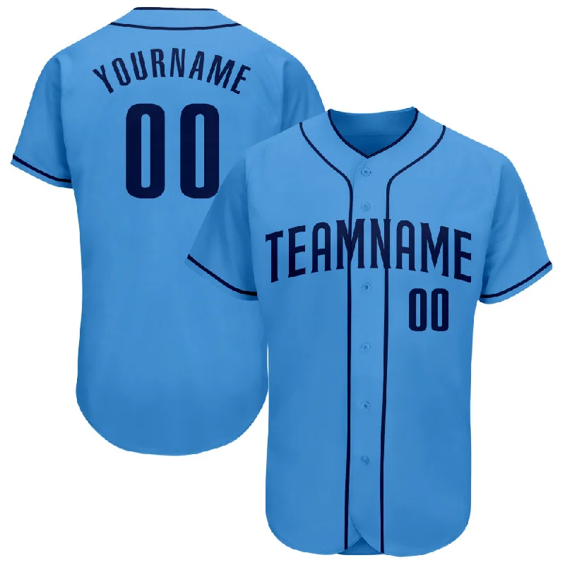 Baseball Jersey For Tournaments-Custom Powder Blue Navy Authentic Baseball Jersey