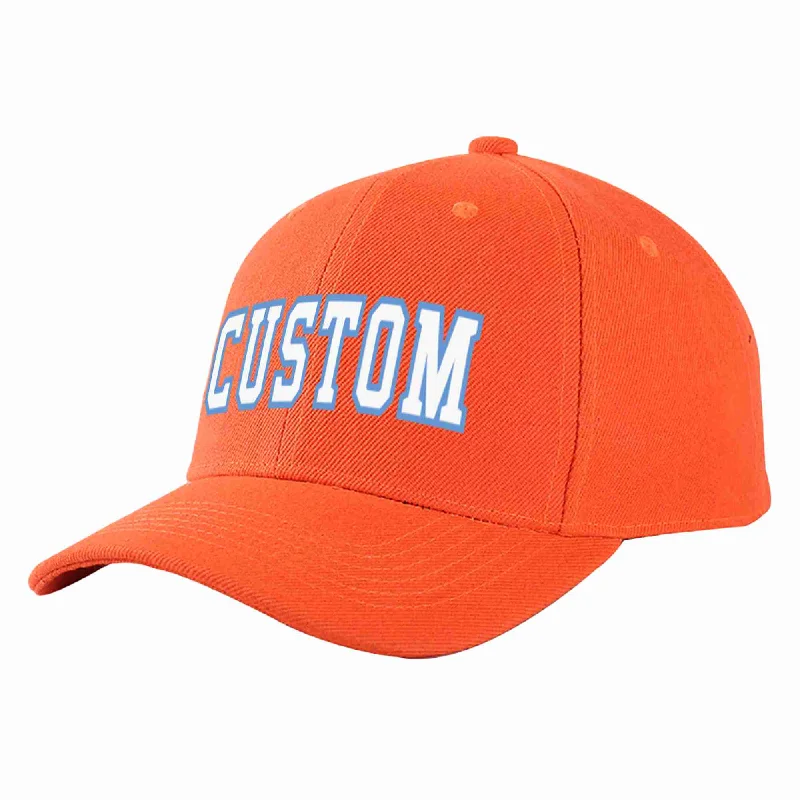 Windproof Baseball Cap-Custom Tangerine White-Light Blue Curved Eaves Sport Baseball Cap Design for Men/Women/Youth