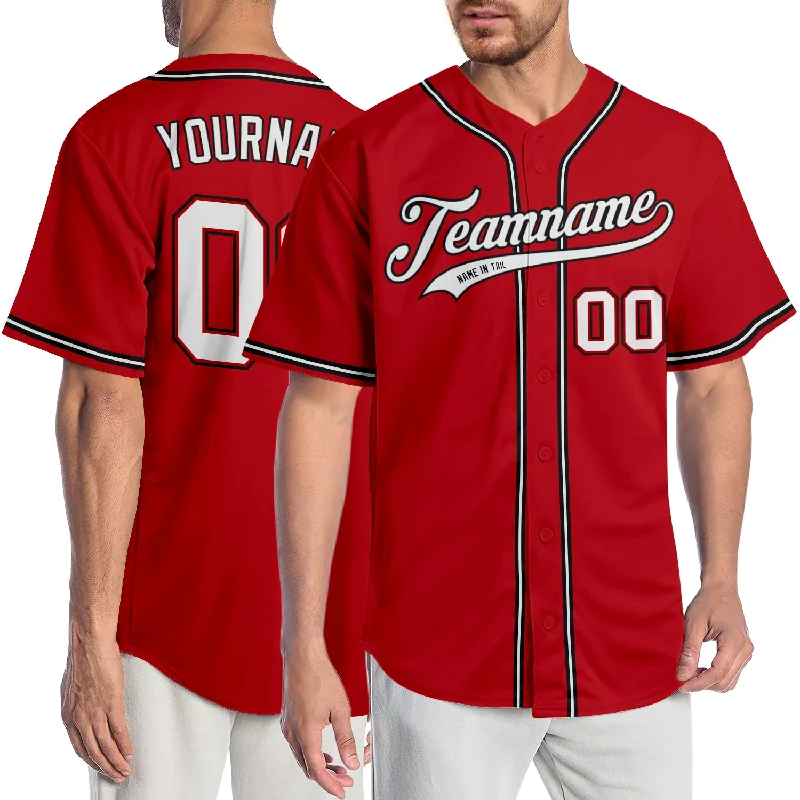 Baseball Jersey With Professional Design-Custom Red White-Black Authentic Baseball Jersey