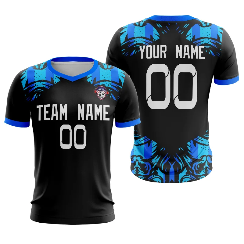 Football Jersey With Country Flag-Custom Black Blue Sport Soccer Tops Jersey