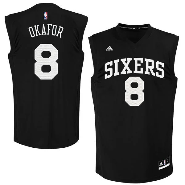 Basketball Jersey With Sweat-Resistant Fabric-76ers 8 Jahlil Okafor Black Fashion Replica Basketball Jersey