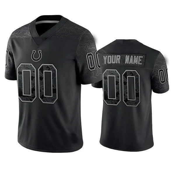 Retro Football Jersey-Custom IN.Colts Active Player Black Reflective Limited Stitched Football Jersey