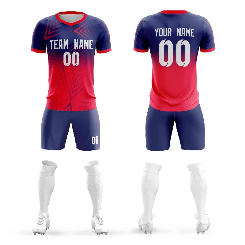 Football Jersey With Sequin Details-Custom Red White Outdoor Sport Soccer Sets Jersey