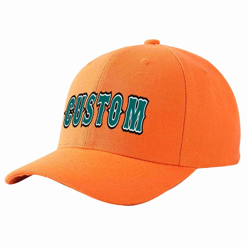 Baseball Baseball Cap-Custom Orange Aqua-White Curved Eaves Sport Baseball Cap Design for Men/Women/Youth