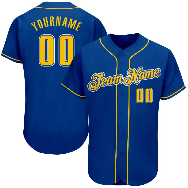 Baseball Jersey For Travel Teams-Custom Royal Gold-White Authentic Baseball Jersey