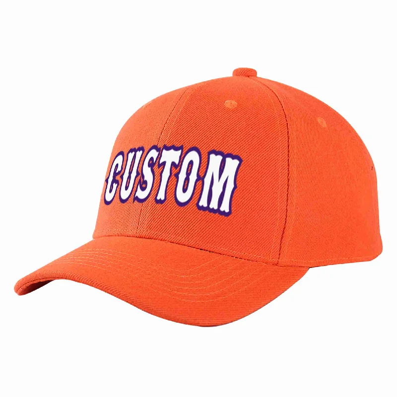 Bodybuilding Baseball Cap-Custom Tangerine White-Purple Curved Eaves Sport Baseball Cap Design for Men/Women/Youth