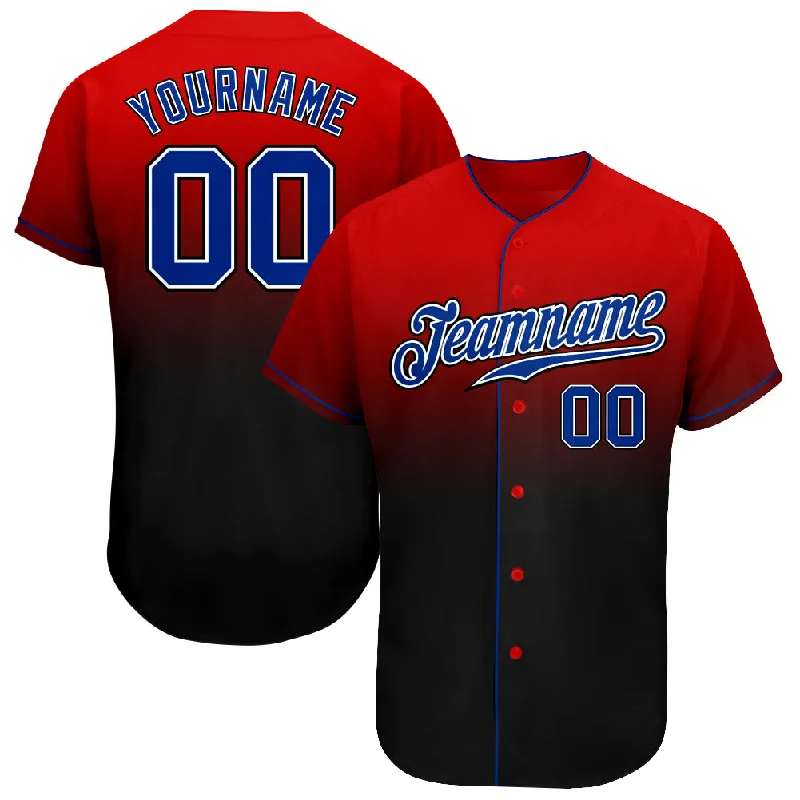 Baseball Jersey With Minimalist Design-Custom Red Royal-Black Authentic Fade Fashion Baseball Jersey