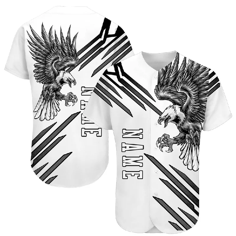 Limited Edition Baseball Jersey-Custom White White-Black 3D Eagle Authentic Baseball Jersey