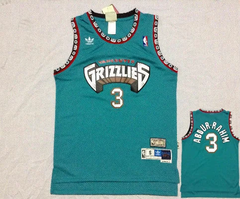 Basketball Jersey With Team Mascot-Grizzlies 3 Abdur Rahim Teal Hardwood Classics Basketball Jerseys