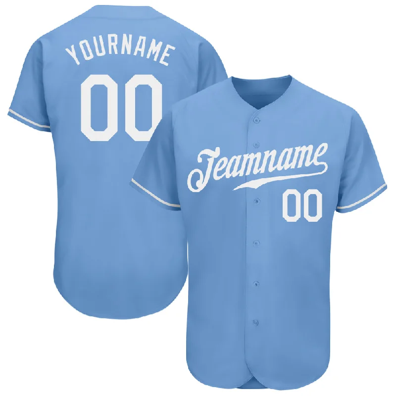 Baseball Jersey With Classic Fonts-Custom Light Blue White Authentic Baseball Jersey