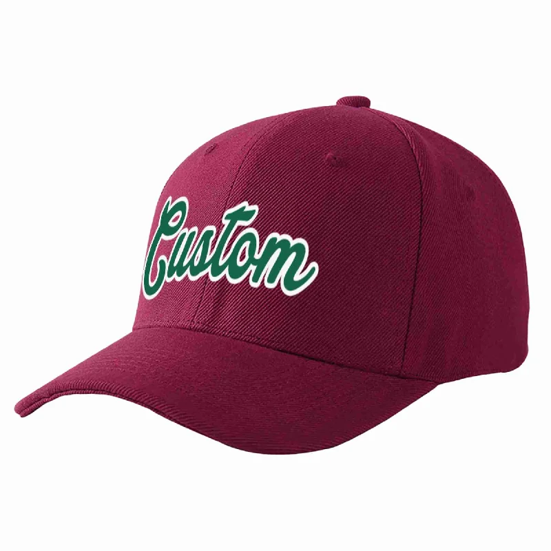 Multi-Color Baseball Cap-Custom Red Wine Kelly Green-White Curved Eaves Sport Baseball Cap Design for Men/Women/Youth