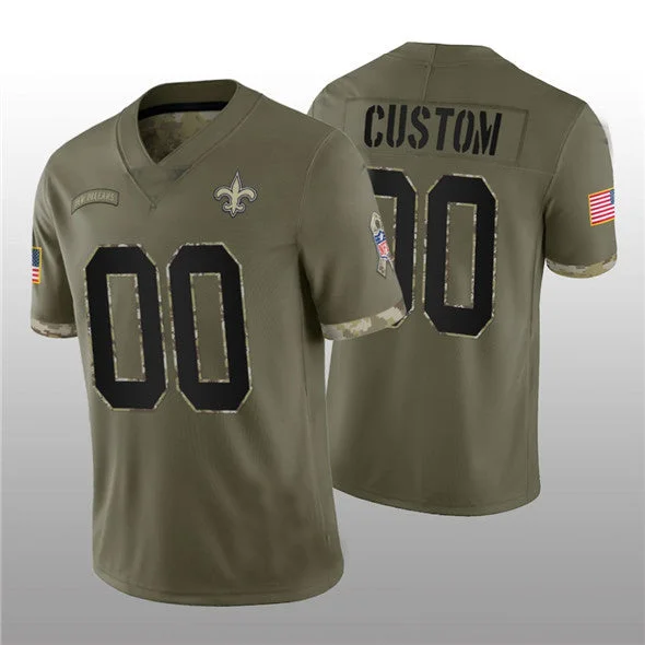 Football Jersey With Artistic Prints-Custom NO.Saints ACTIVE PLAYER  2022 Olive Salute To Service Limited Stitched Jersey Football Jerseys