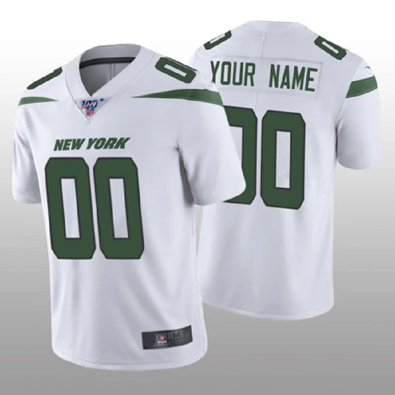 Football Jersey For Collectors-Custom NY.Jets White Vapor Limited 100th Season Jersey American Stitched Jersey Football Jerseys