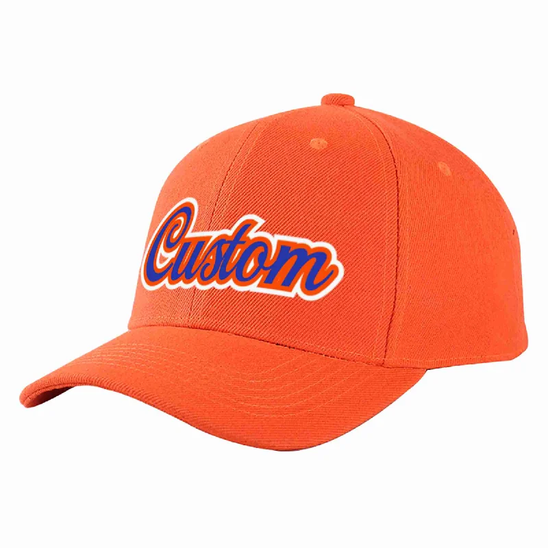 Curved Brim Baseball Cap-Custom Tangerine Royal-Orange Curved Eaves Sport Baseball Cap Design for Men/Women/Youth